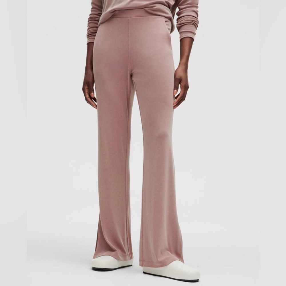 Lululemon Drapey Softstreme Flared Pants in Twilight Rose, excellent condition.